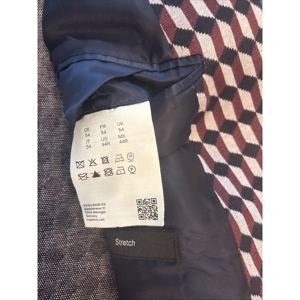 HUGO BOSS Norwin1 Geometric Black Brown Men Blazer Stretch Jacket Size 44R - Picture 7 of 7